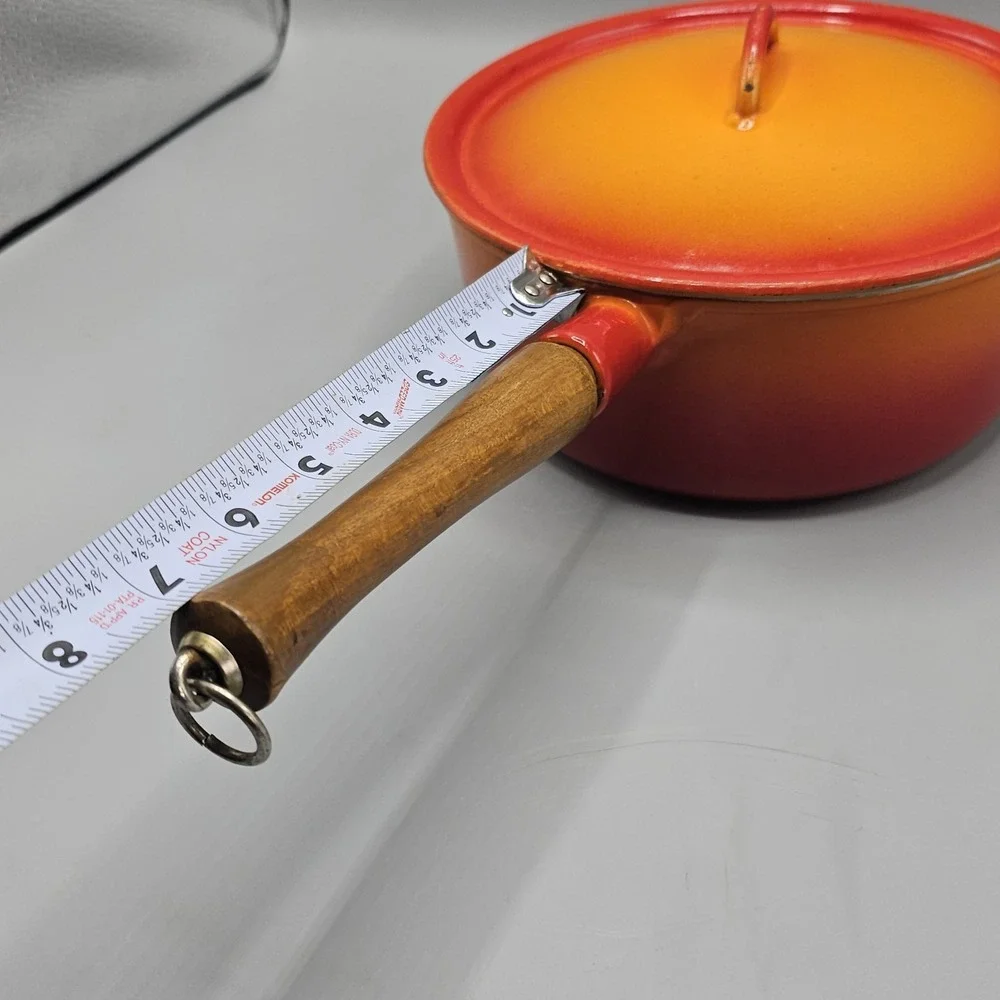 Vintage Orange Flame Descoware FE-18‎ Sauce Pan 3 QT With Lid Belgium